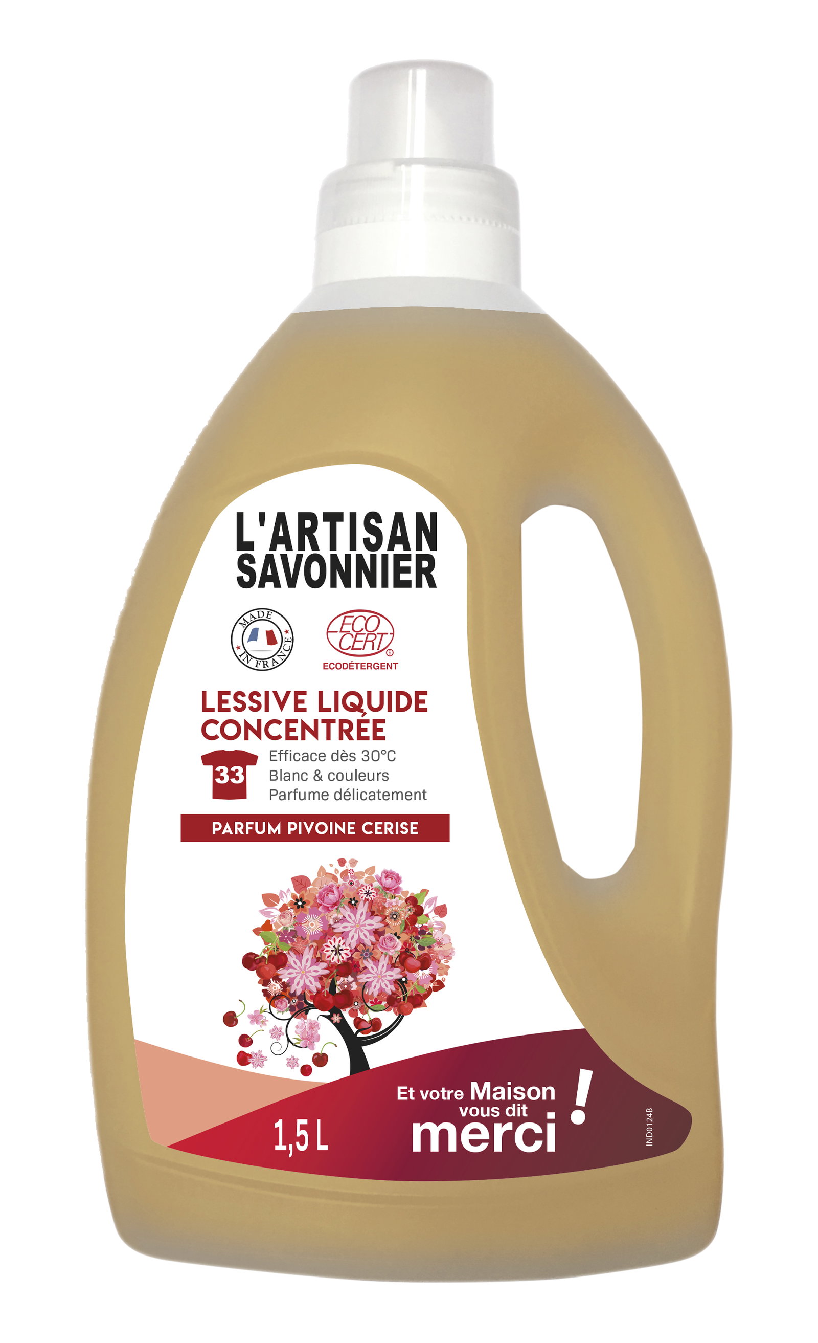 Lessive liquide concentré parfum pivoine cerise