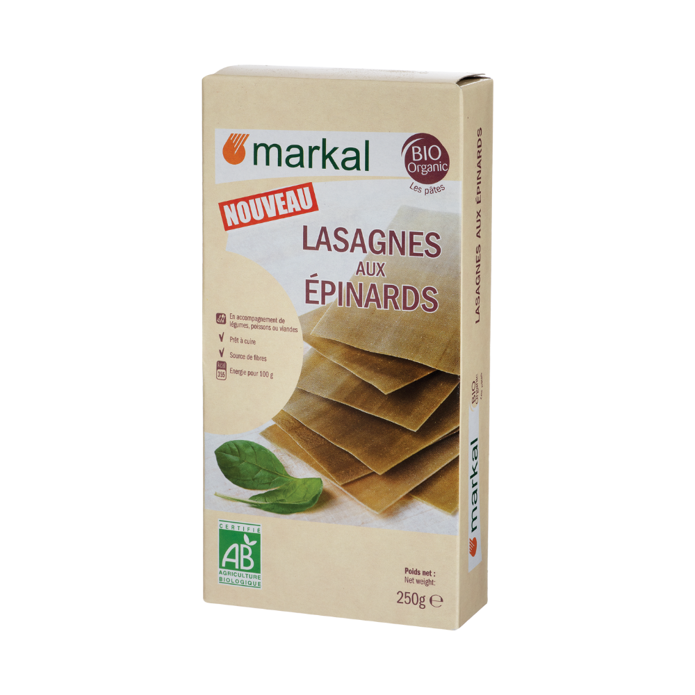 Pâtes à lasagnes aux epinards bio