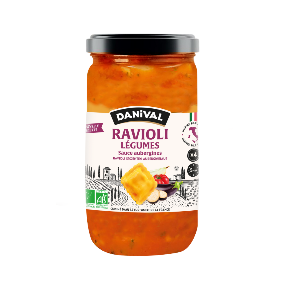 Ravioli aux légumes sauces aubergine bio