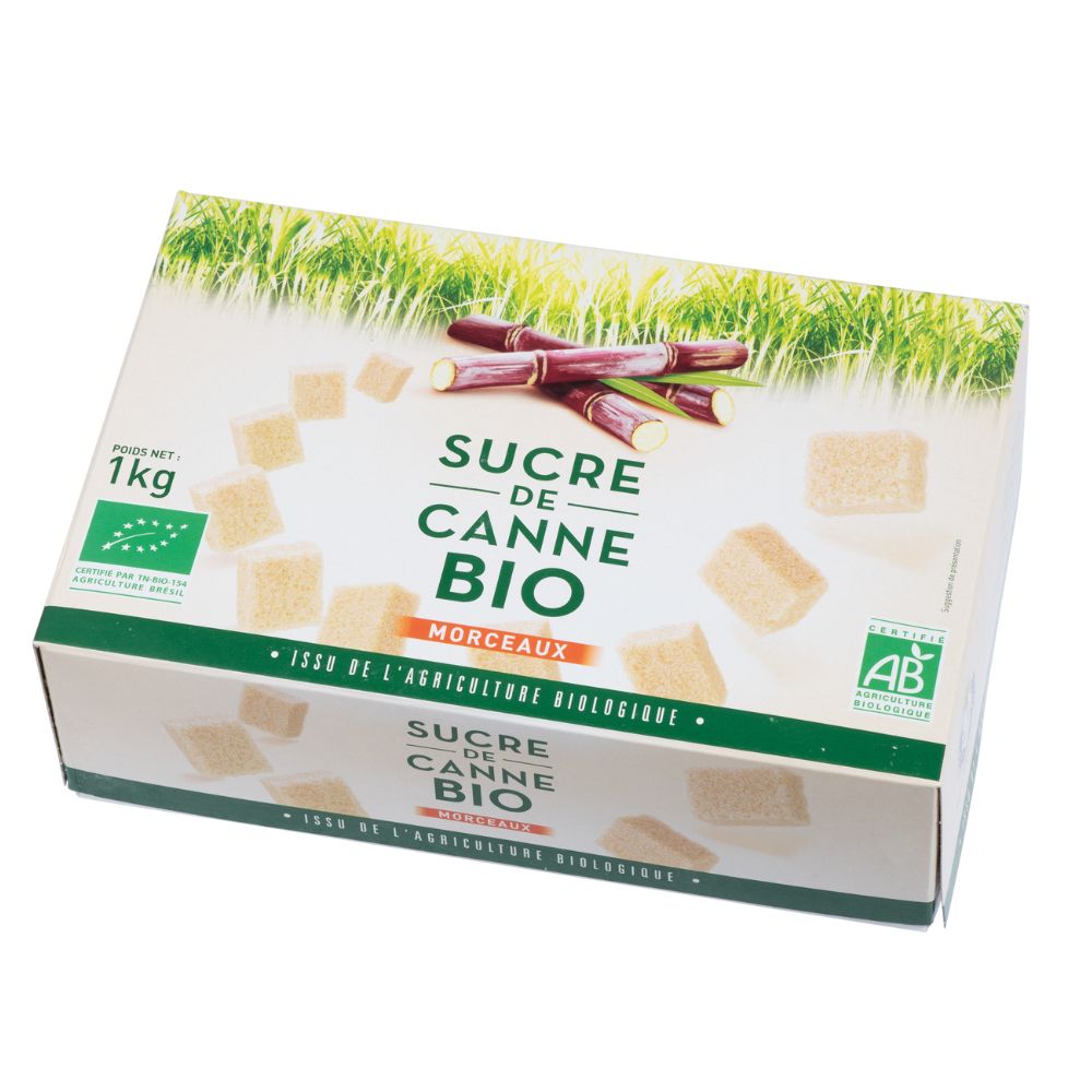 Sucre de canne non raffiné en morceaux bio