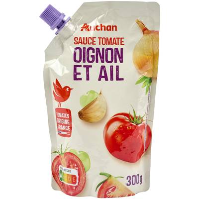 Auchan Sauce tomate oignon ail en sachet refermable, 300g