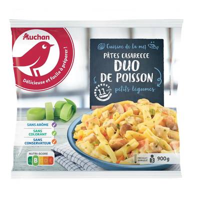 Auchan Pâtes Casarecce Duo de poissons et Petits Légumes, 900g
