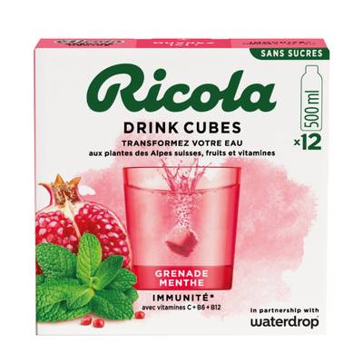 Ricola Cubes d'hydratation saveur grenade menthe - 12 cubes, 25,8g
