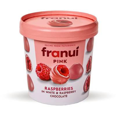 Franui Framboises enrobées de chocolat blanc et framboise, 150g