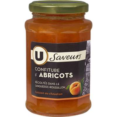 Confiture d'abricots récoltés dans le Languedoc-Roussillon, U Saveurs (315 g)