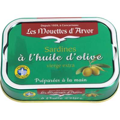 Sardines à l'huile d'olive extra vierge, Les Mouettes d'Arvor (115 g)