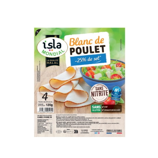 Blanc de Poulet Halal -25% de Sel ISLA MONDIAL