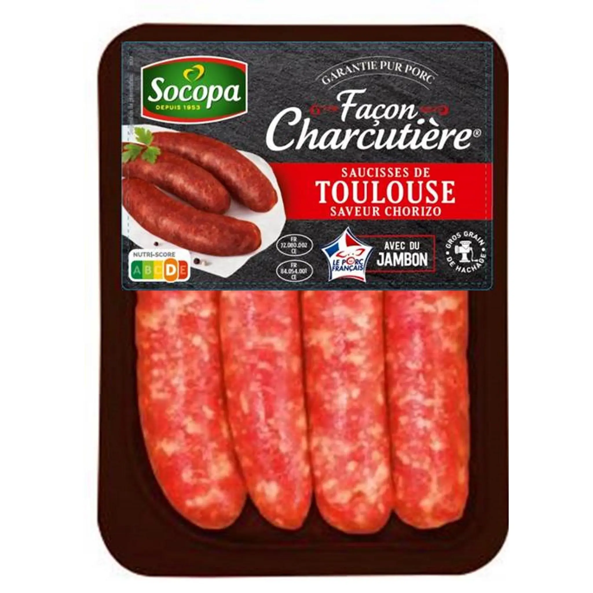SOCOPA Saucisses de Toulouse saveur chorizo