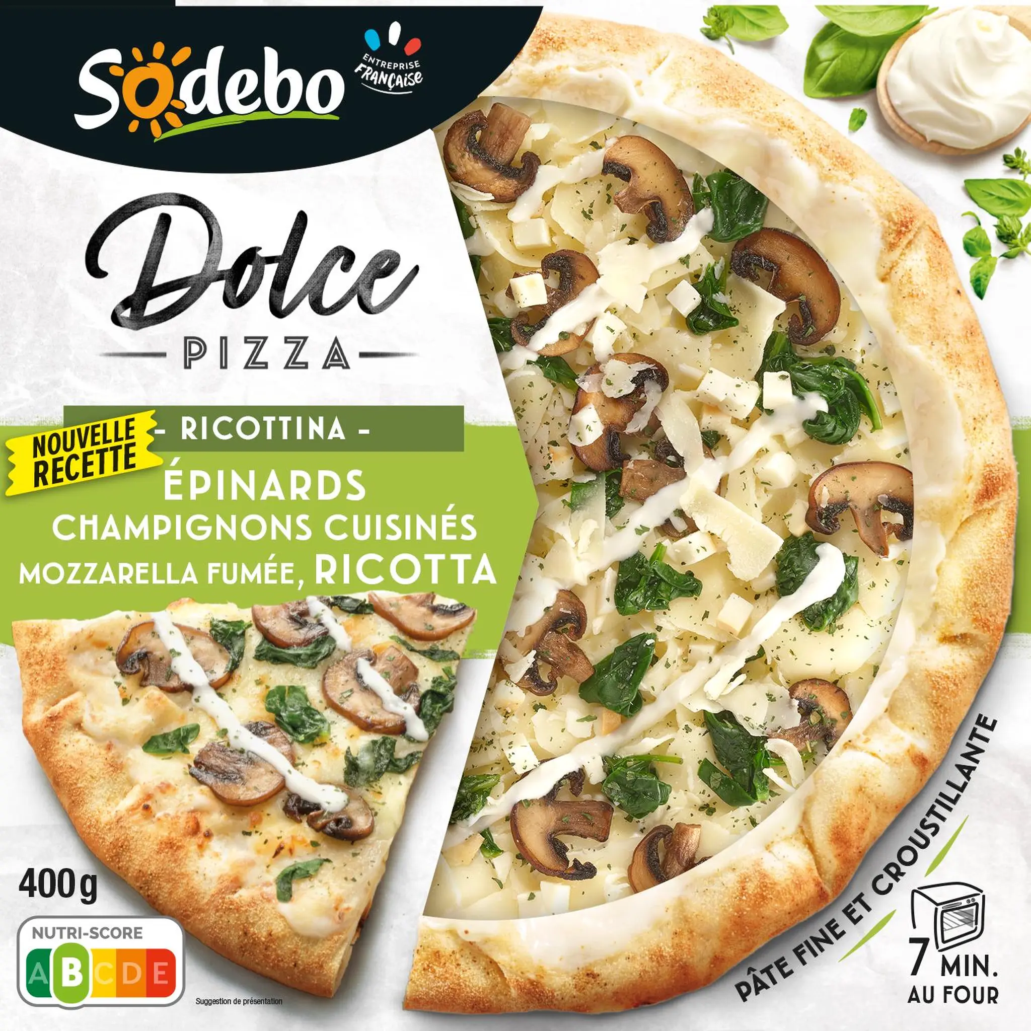 SODEBO Pizza Dolce ricottina épinards champignons ricotta