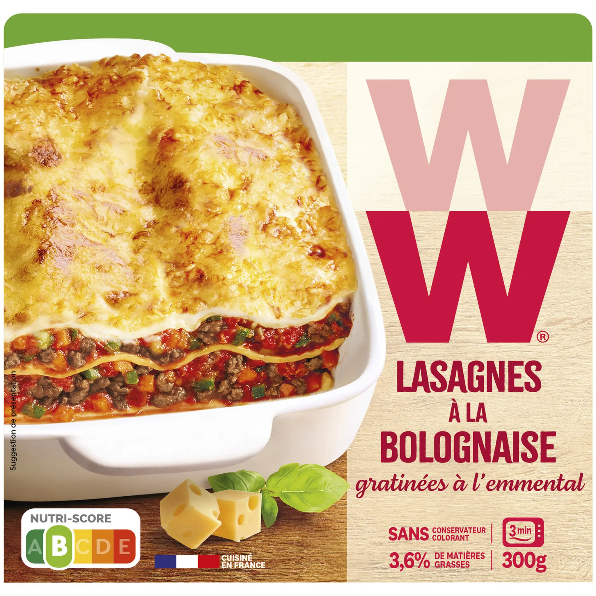 WEIGHT WATCHERS Lasagnes à la bolognaise gratinées à l'emmental