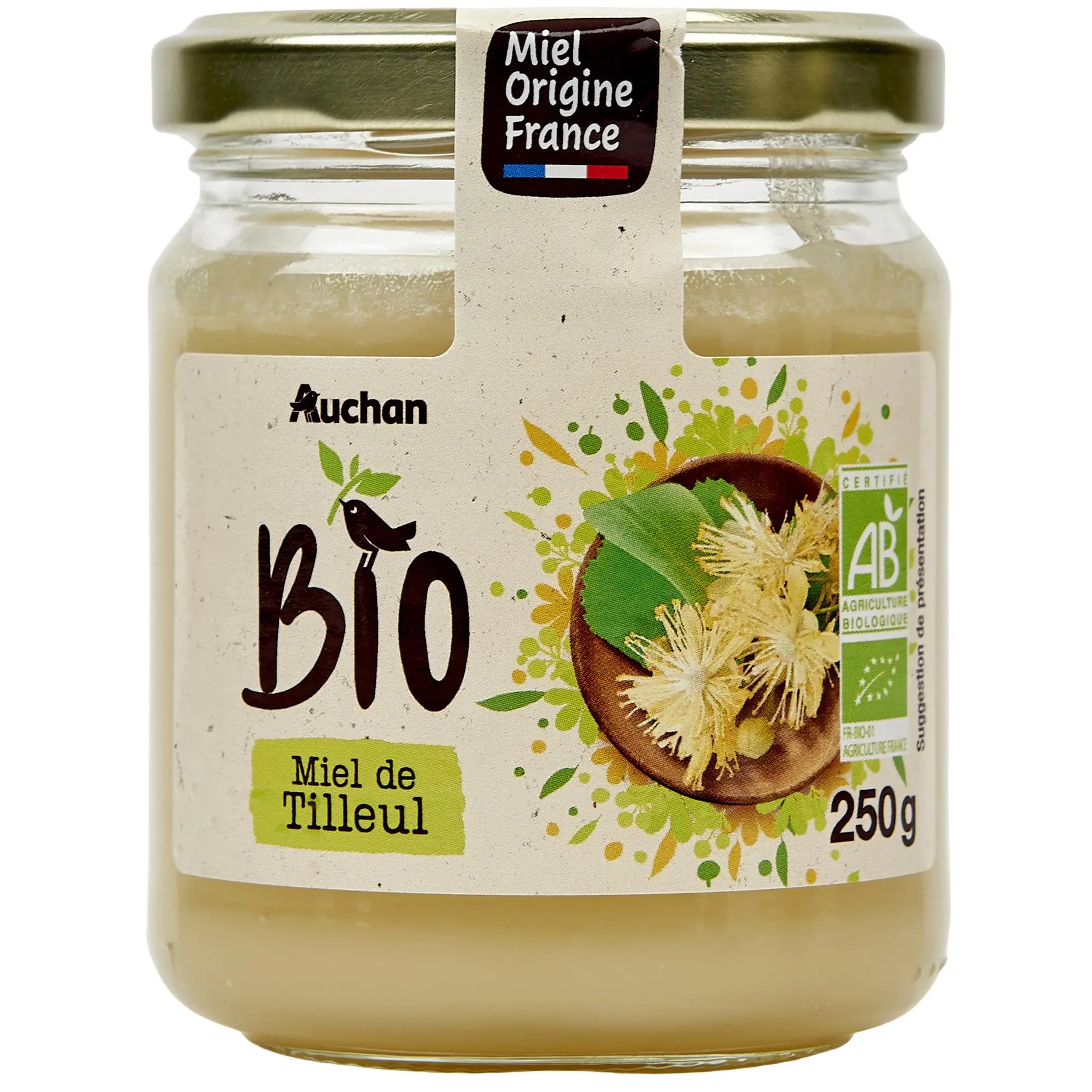 AUCHAN BIO CULTIVONS LE BON Miel crémeux de tilleul
