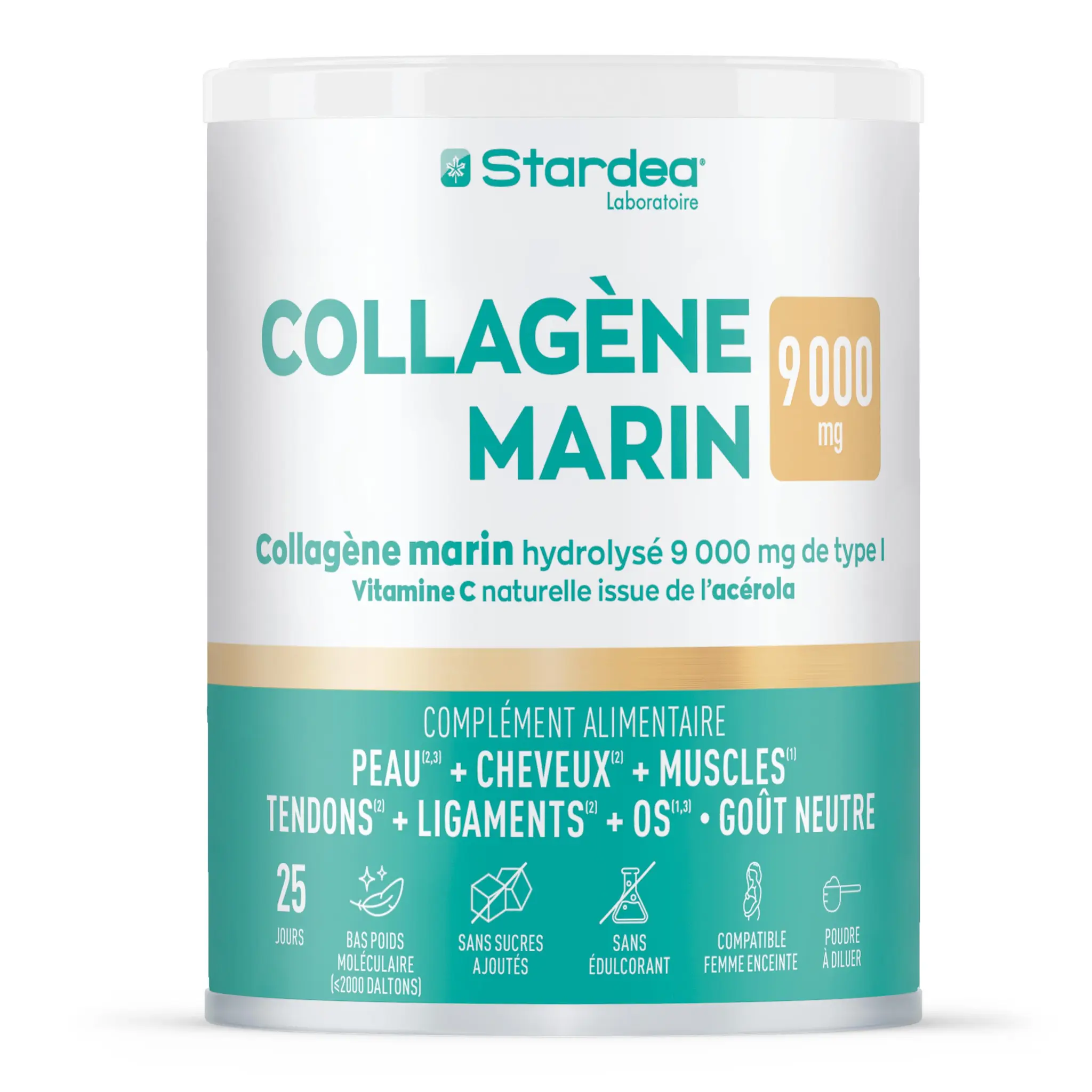 STARDEA Collagène marin hydrolysé 9000mg de type I en poudre goût neutre