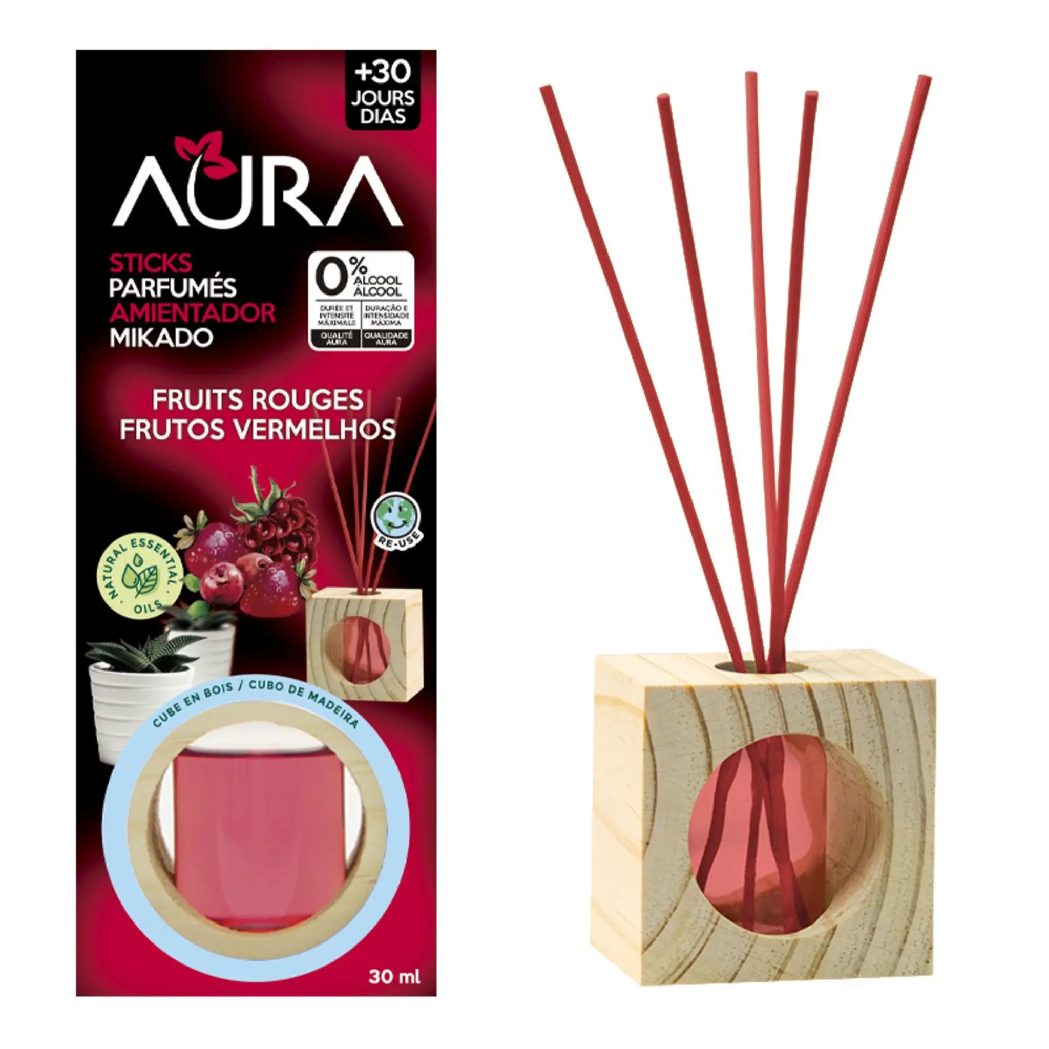 CRISTALINAS Désodorisant diffuseur bâtonnets fruits rouges