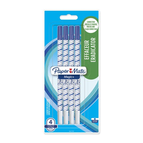 Reynolds 4 Effaçeurs Magic+, Pointe Fine Bleue Paper Mate