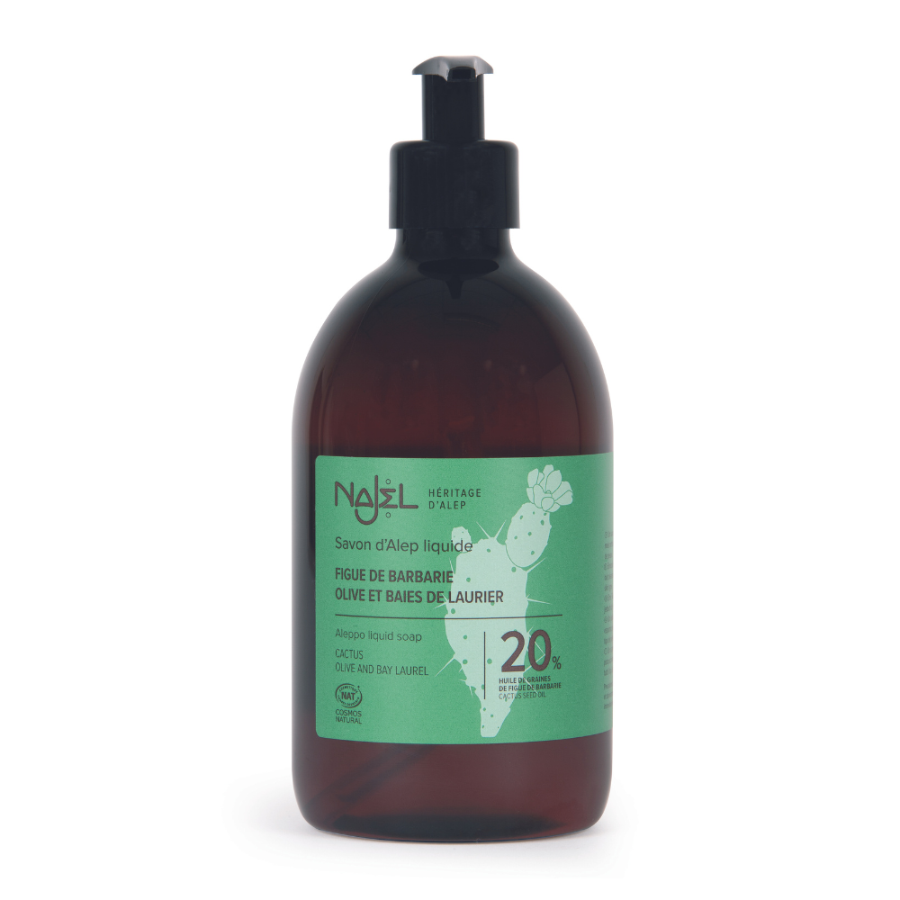 Savon d'alep liquide 20% d'huile de figue de barbarie bio