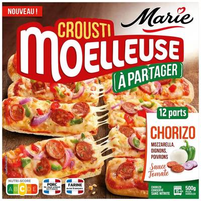 Marie Pizza Crousti'Moelleuse Mozza Chorizo Oignons Poivrons, 500g
