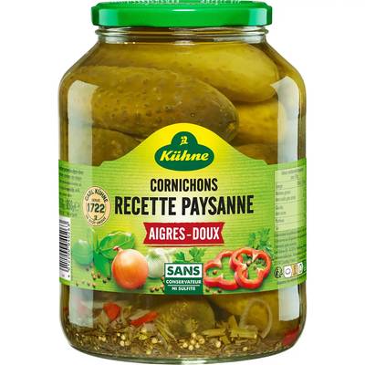 Kühne Cornichons aigre-doux recette paysanne, 850g
