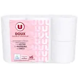 Papier toilette doux blanc double épaisseur, U (x 6 rouleaux)