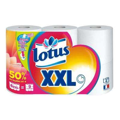 Papier toilette XXL Confort blanc extrait de lotus, Lotus (x 6 XXL = 9 rouleaux)