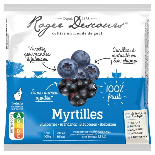 Myrtilles Sans Sucres Ajoutés 100% Fruit ROGER DESCOURS