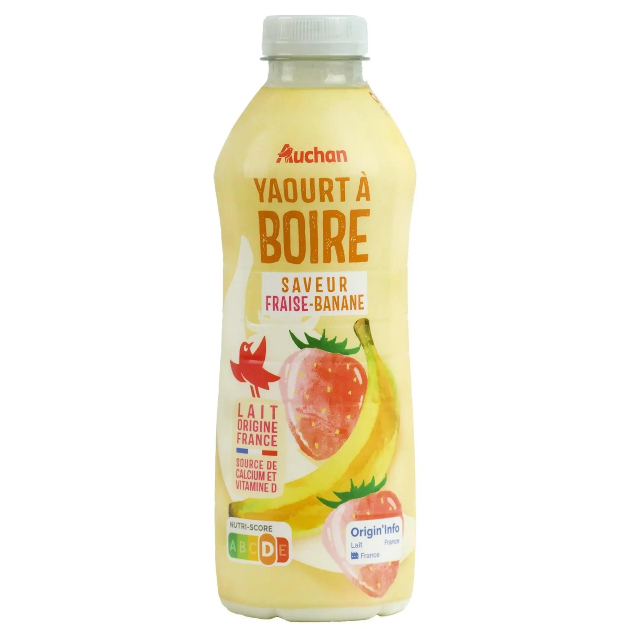 AUCHAN Yaourt à boire fraise banane