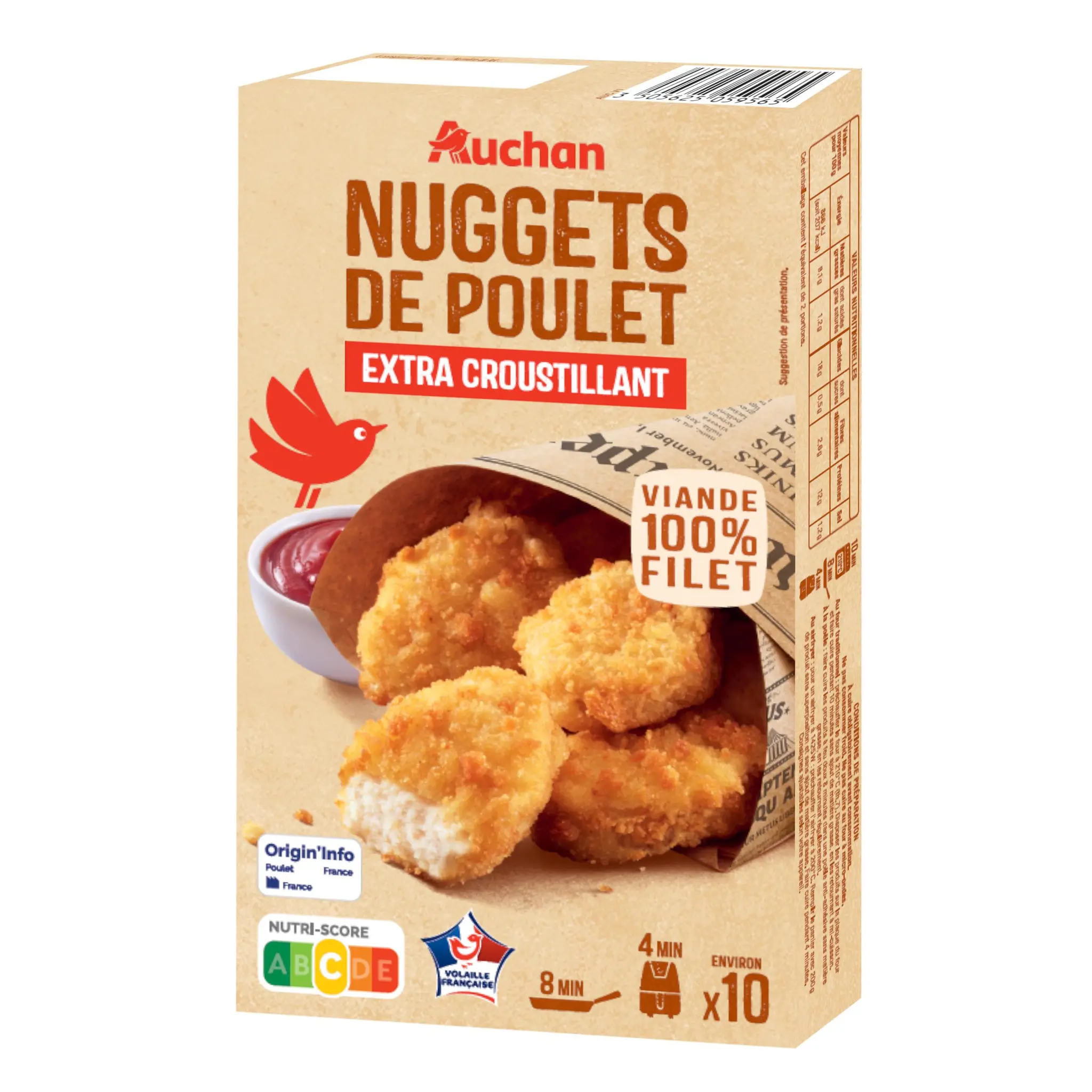 AUCHAN Nuggets de poulet extra croustillant