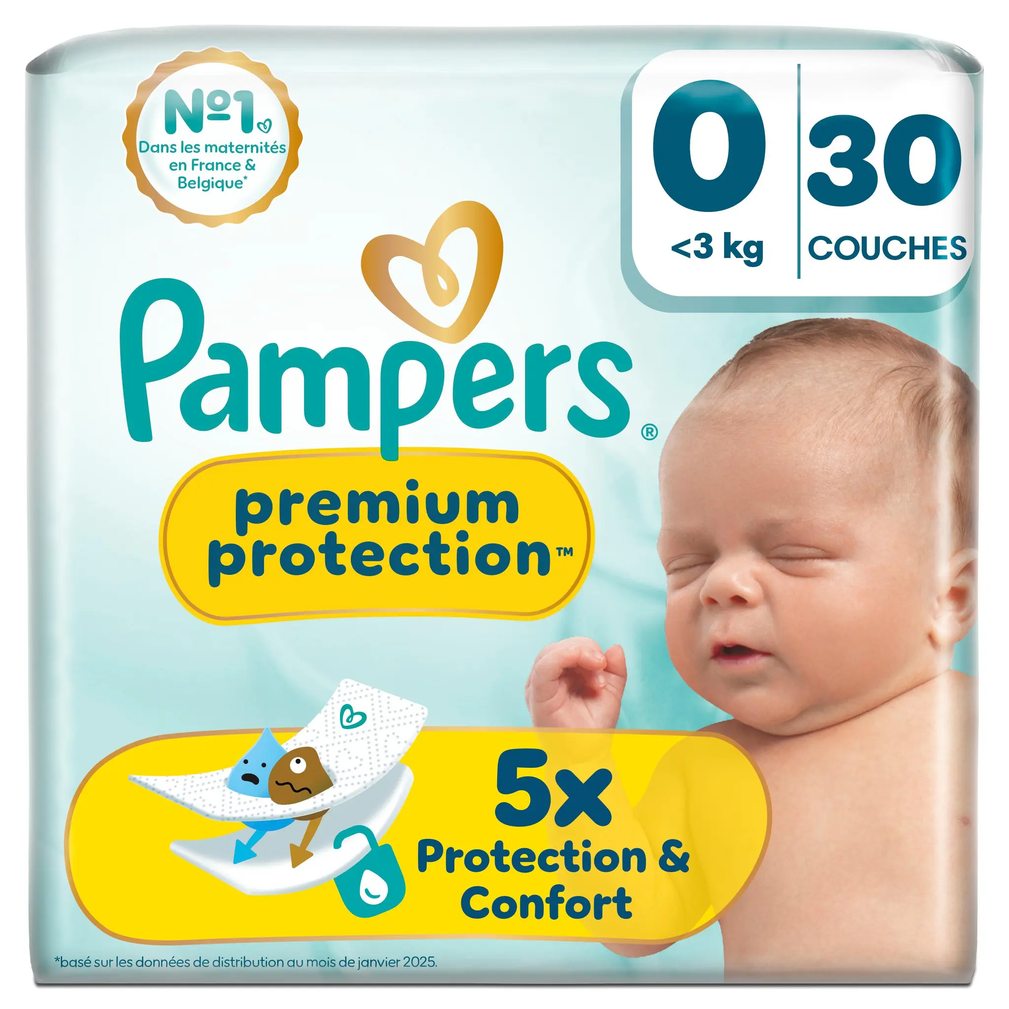 PAMPERS Premium Protection couches taille 0 (moins de 3kg)