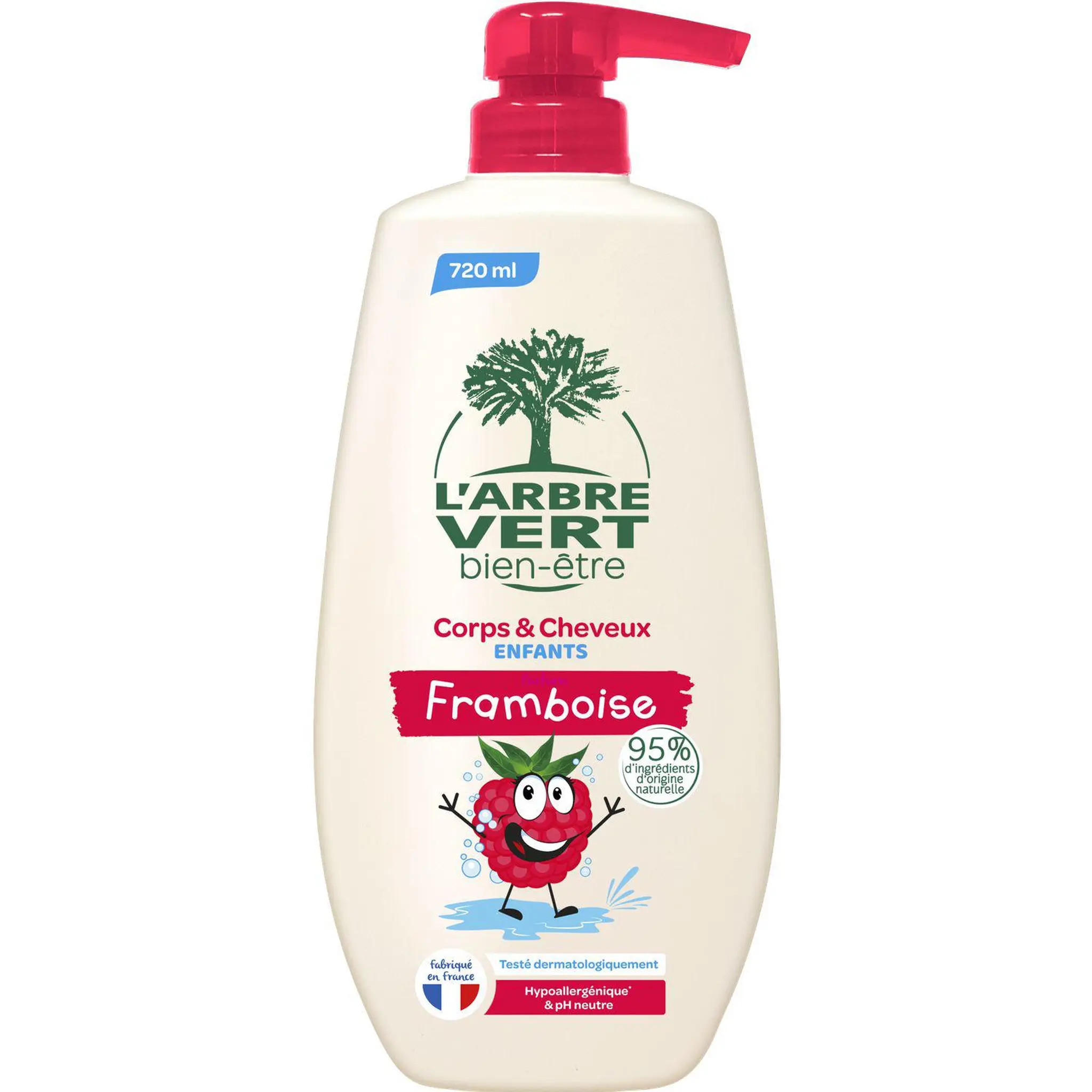 L'ARBRE VERT Gel douche corps et cheveux enfants parfum framboise