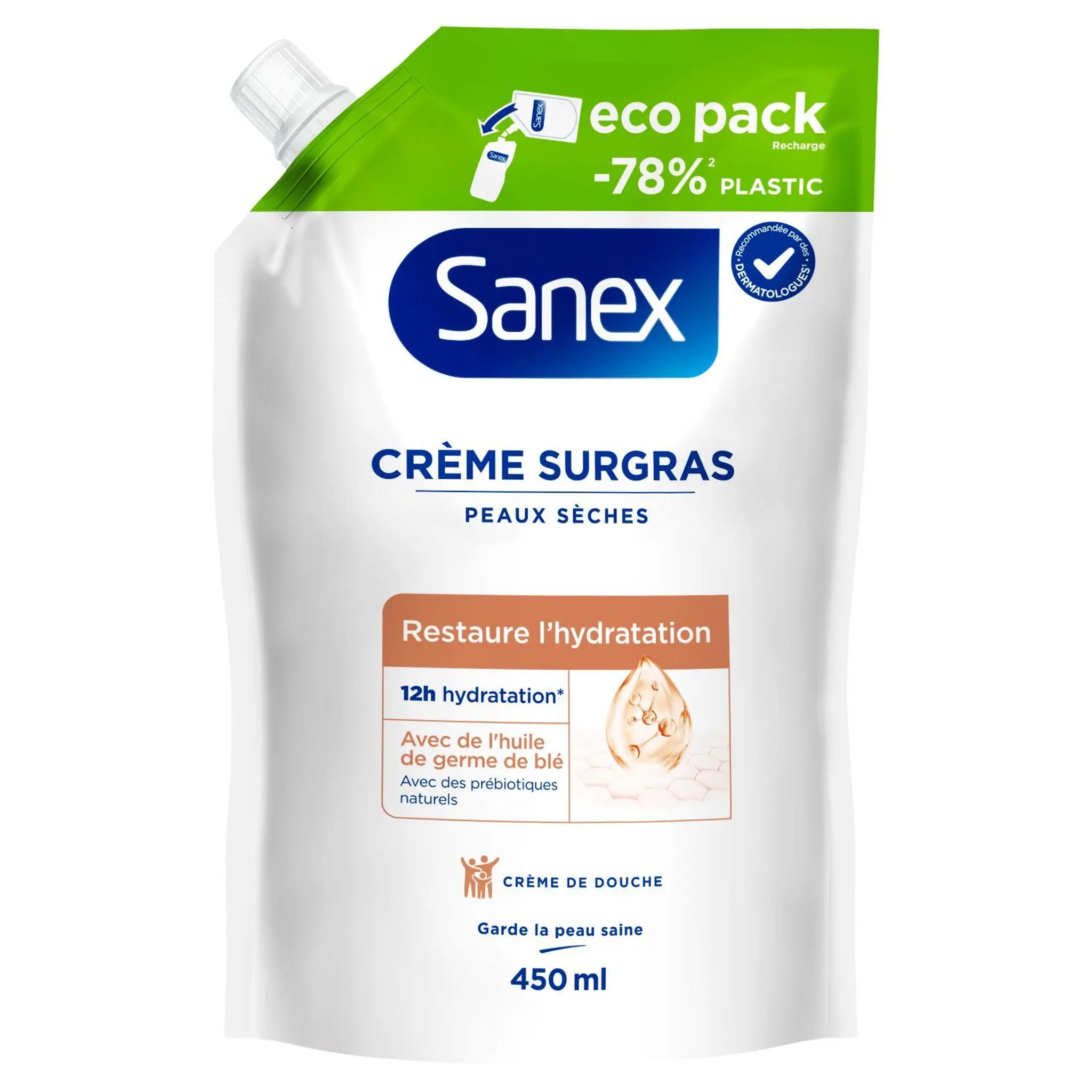 SANEX Crème de douche surgras à l'huile de germe de blé
