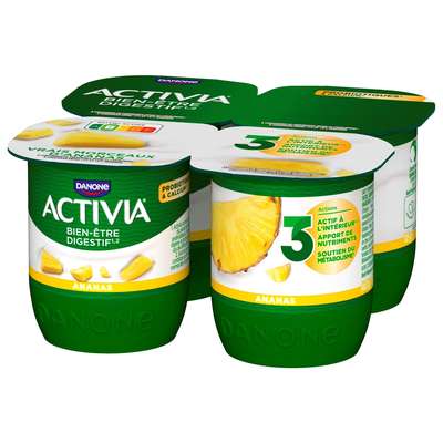 Yaourt au bifidus saveur ananas, Activia (4 x 125 g)