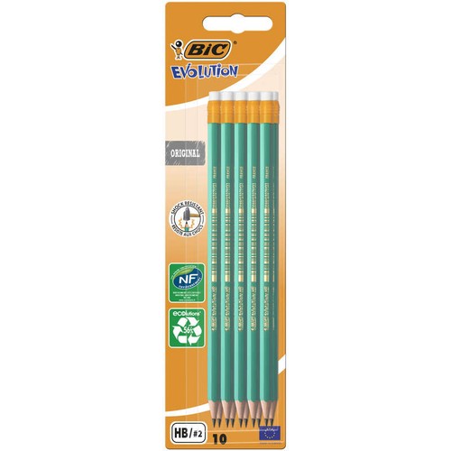Bic Evolution Crayons à papier avec Gomme x10