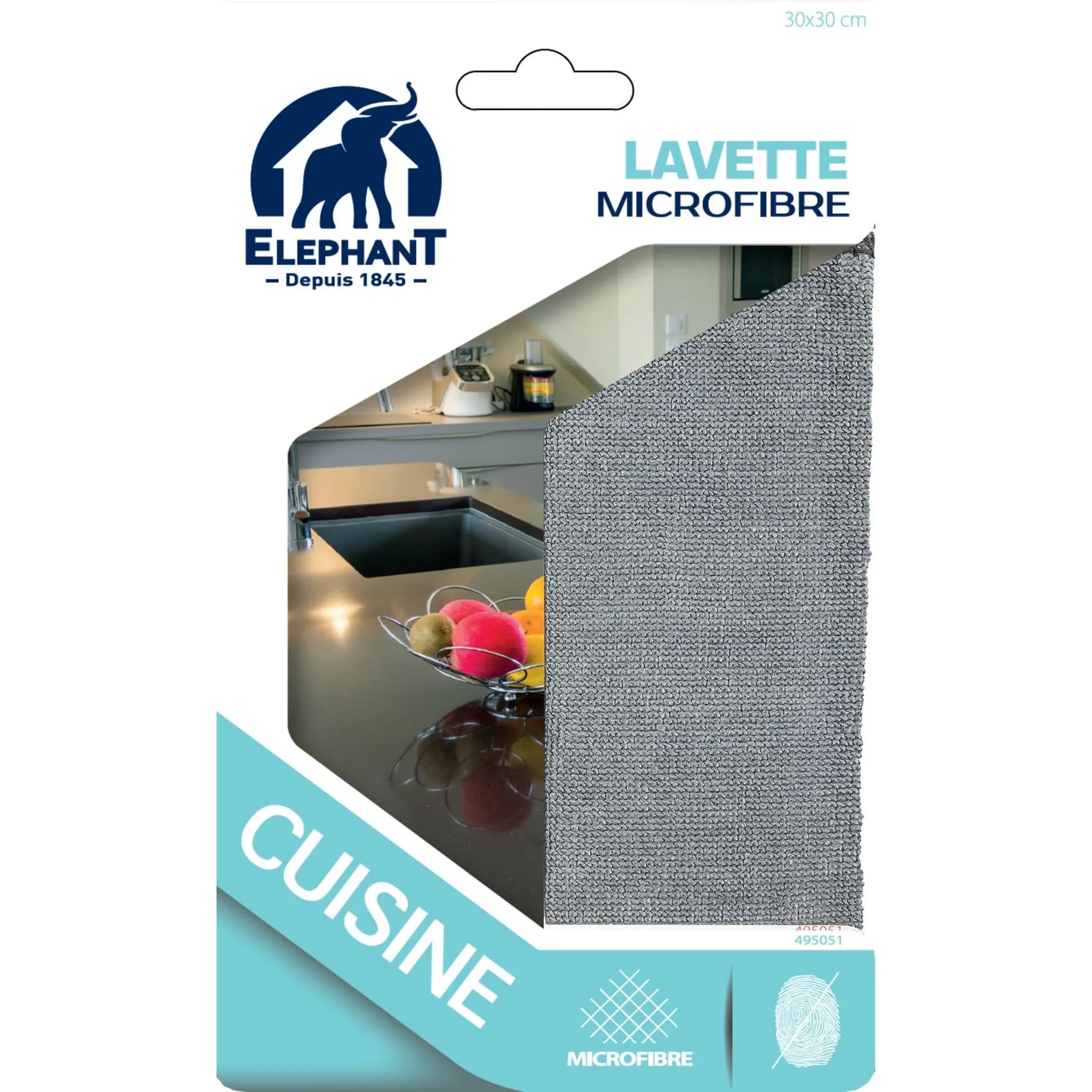 ELEPHANT Lavette microfibre cuisine 30x30cm