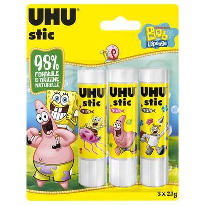 Uhu 3 bâtons de colle blanche, 3 x 21g