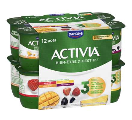 Yaourt au bifidus aux fruits panaché, Activia (12 x 125 g)