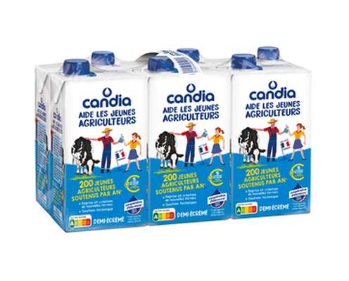 Pack de lait demi-écrémé les jeunes agriculteurs, Candia (6 x 1 L)