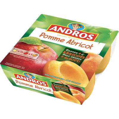Compote pomme/abricot nouvelle recette, Andros (4 x 100 g)