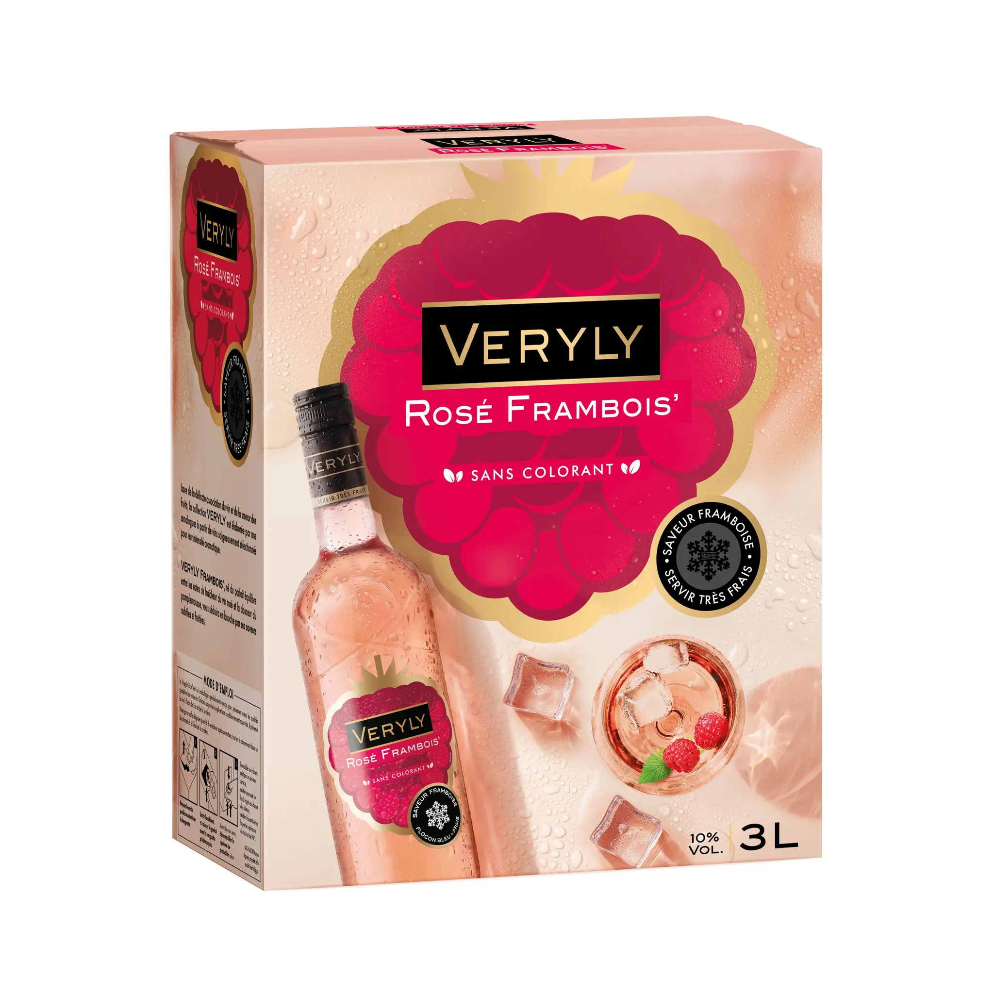 Boisson à base de vin rosé saveur framboise
