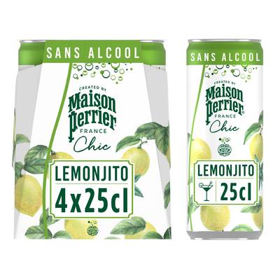 Maison Perrier Chic Boisson Gazeuse Aromatisée Lemonjito, 4x25cl