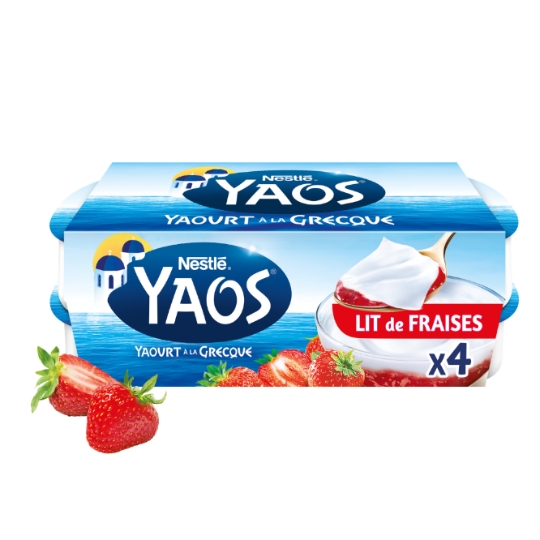 Yaourts à la Grecque sur lit de Fraise YAOS