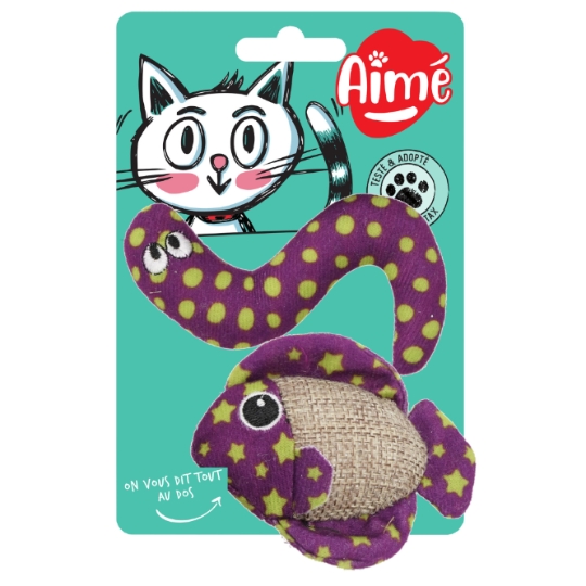 Jouet pour Chat Serpent et Poisson en Tissu AIME