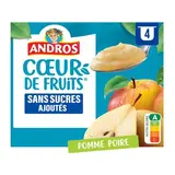Andros Pommes, poires sans sucres ajoutés, 4x97g