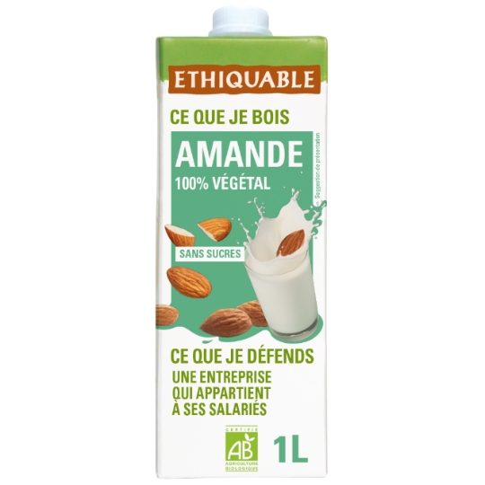 Boisson au Lait d'Amande 100% Végétal Sans Sucre ETHIQUABLE
