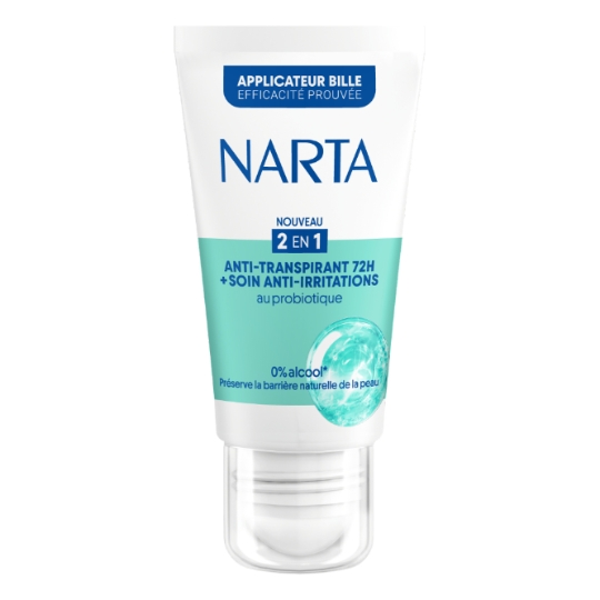 Déodorant Bille 2en1 Anti-Transpirant 72H + Soin Anti-Irritations au Probiotique NARTA