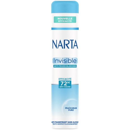 Déodorant Invisible Anti-Traces Blanches Efficacité 72H Anti-Odeurs Fraîcheur Pure NARTA