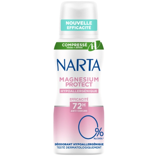 Déodorant Femme Hypoallergénique Magnésium Protect Efficacité 72H Anti Odeurs 0% Alcool NARTA