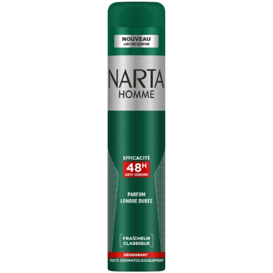 Déodorant Homme Efficacité 48H Anti-Odeurs Parfum longue Durée Fraîcheur Classique NARTA HOMME