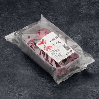 Prune rouge, PRIX MINI, calibre 35/45, barquette 500g