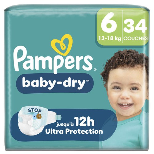 Pampers Baby-Dry Taille 6 - 13kg-18kg – x34 Couches