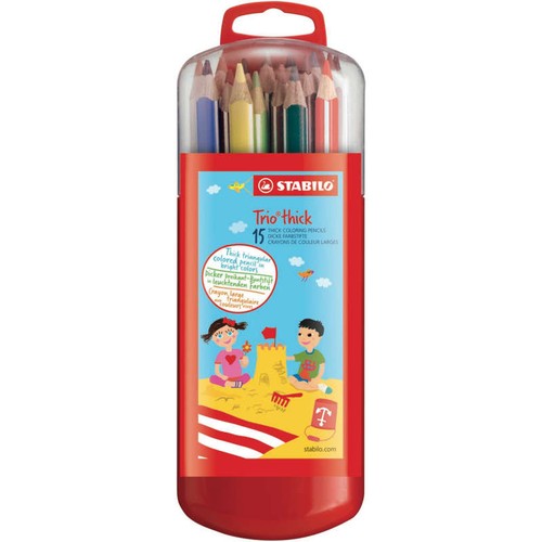 Stabilo Crayons De Couleur Trio, Forme Triangulaire, Dans Étui x15