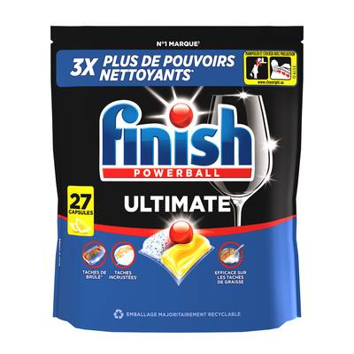 Finish Capsules Lave-Vaisselle Citron Powerball Ultimate, 27 capsules